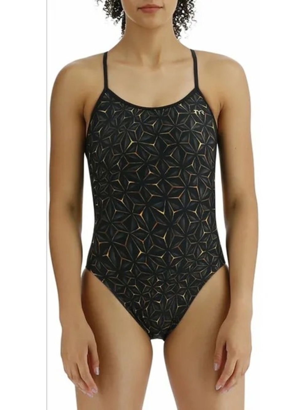 New TYR Geometric Black One-Piece Swimsuit